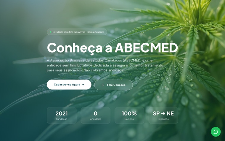 Site da ABECMED, Associação Brasileira de Estudos Canábicos